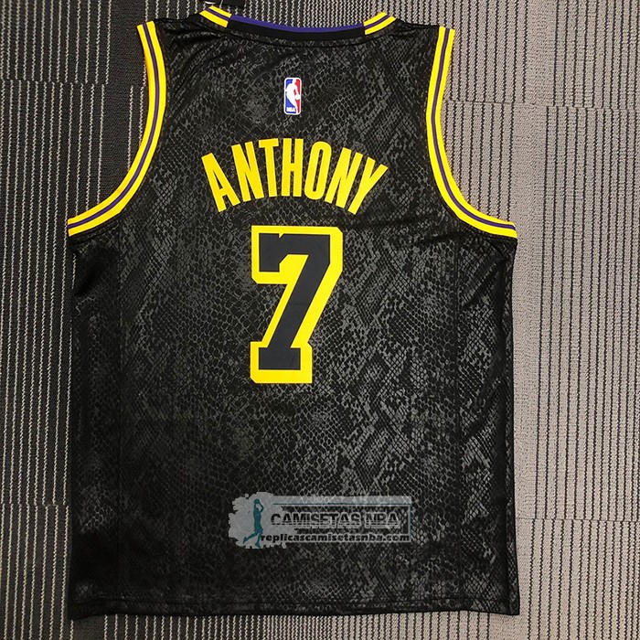 Camiseta Los Angeles Lakers Carmelo Anthony NO 7 Black Mamba Negro